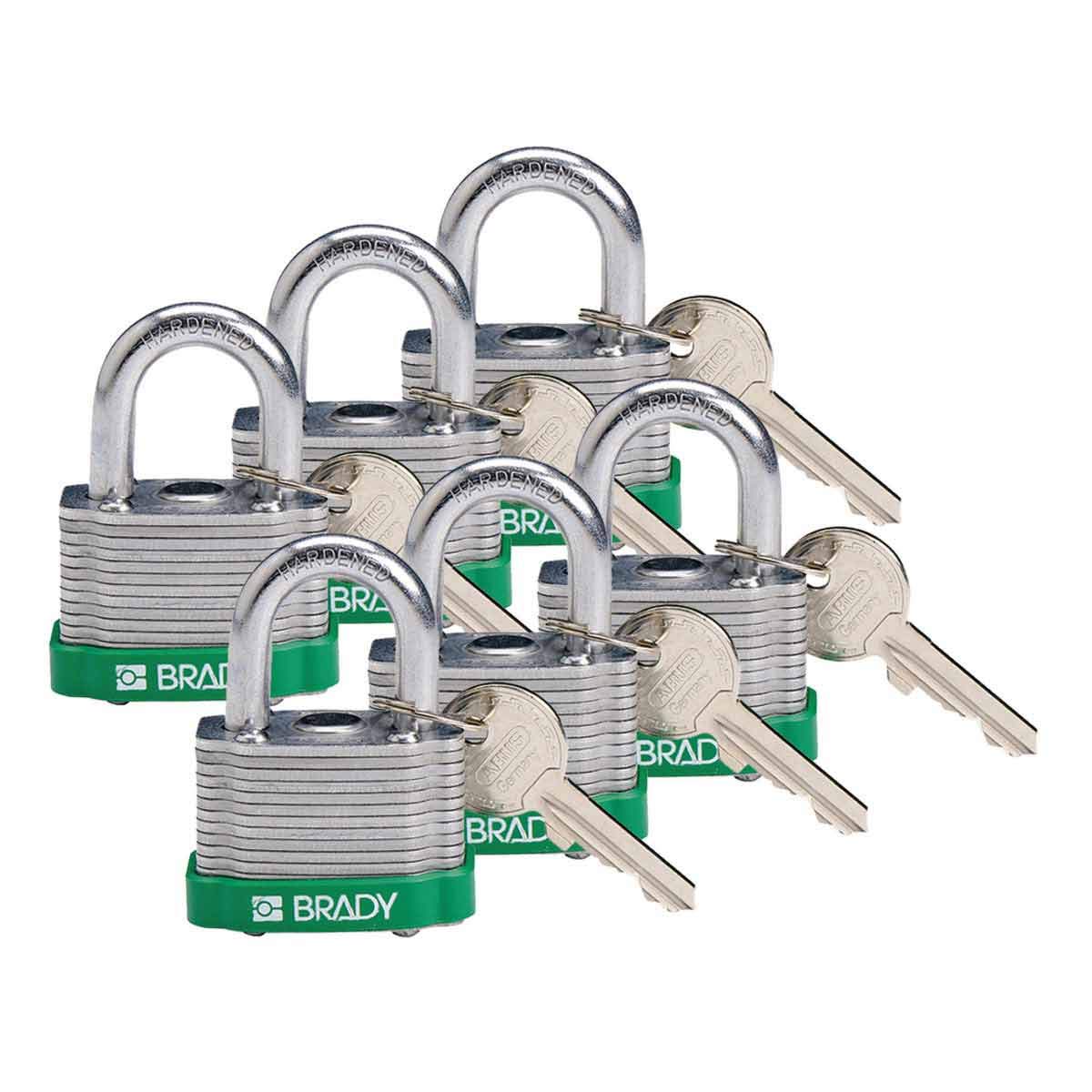 Brady 118936 Green Key Retaining Steel Padlock - 3/4