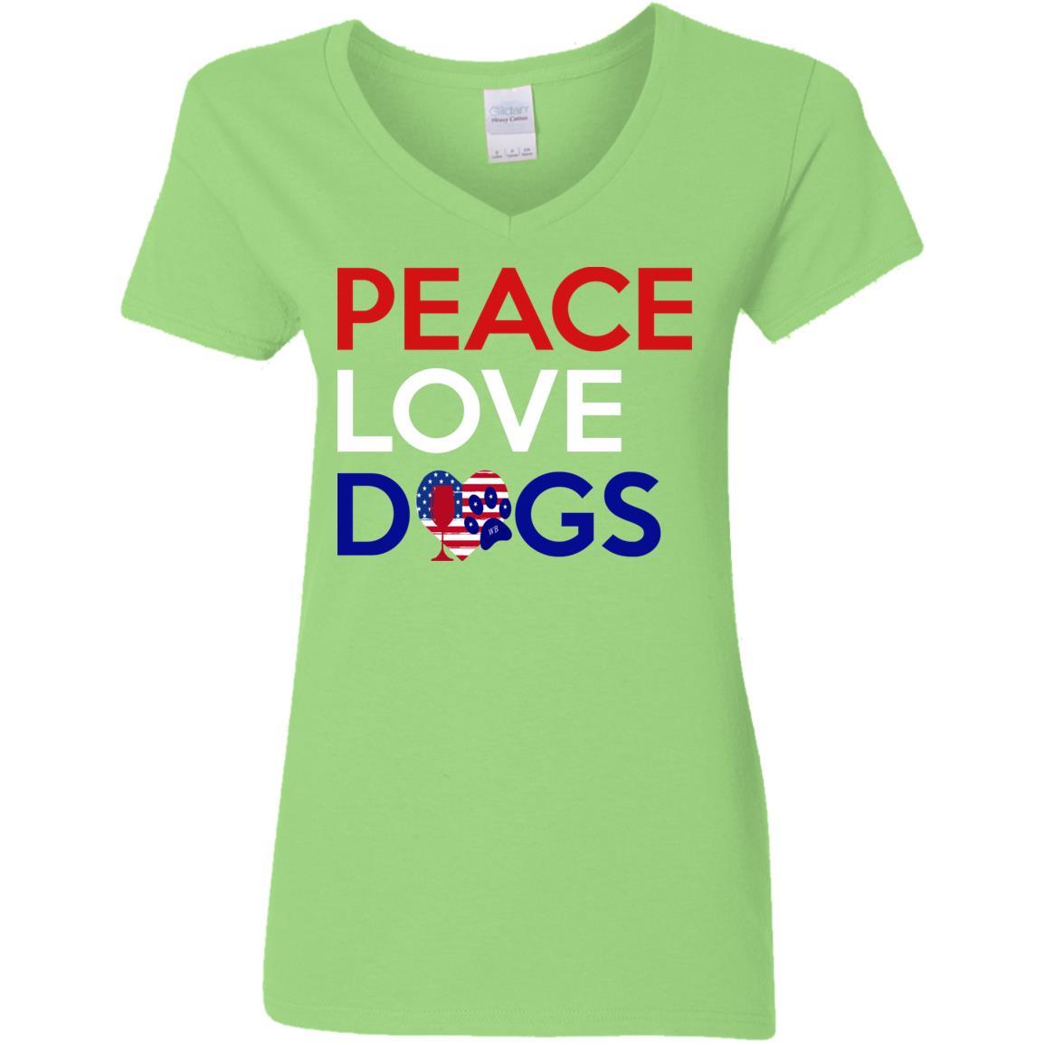 Peace Love Dogs Women's 5.3 oz V-Neck T-Shirt | Soft Cotton Casual Tee for Dog Lovers | Perfect for Casual Wear, Dog Walks & Pet Lover Gifts