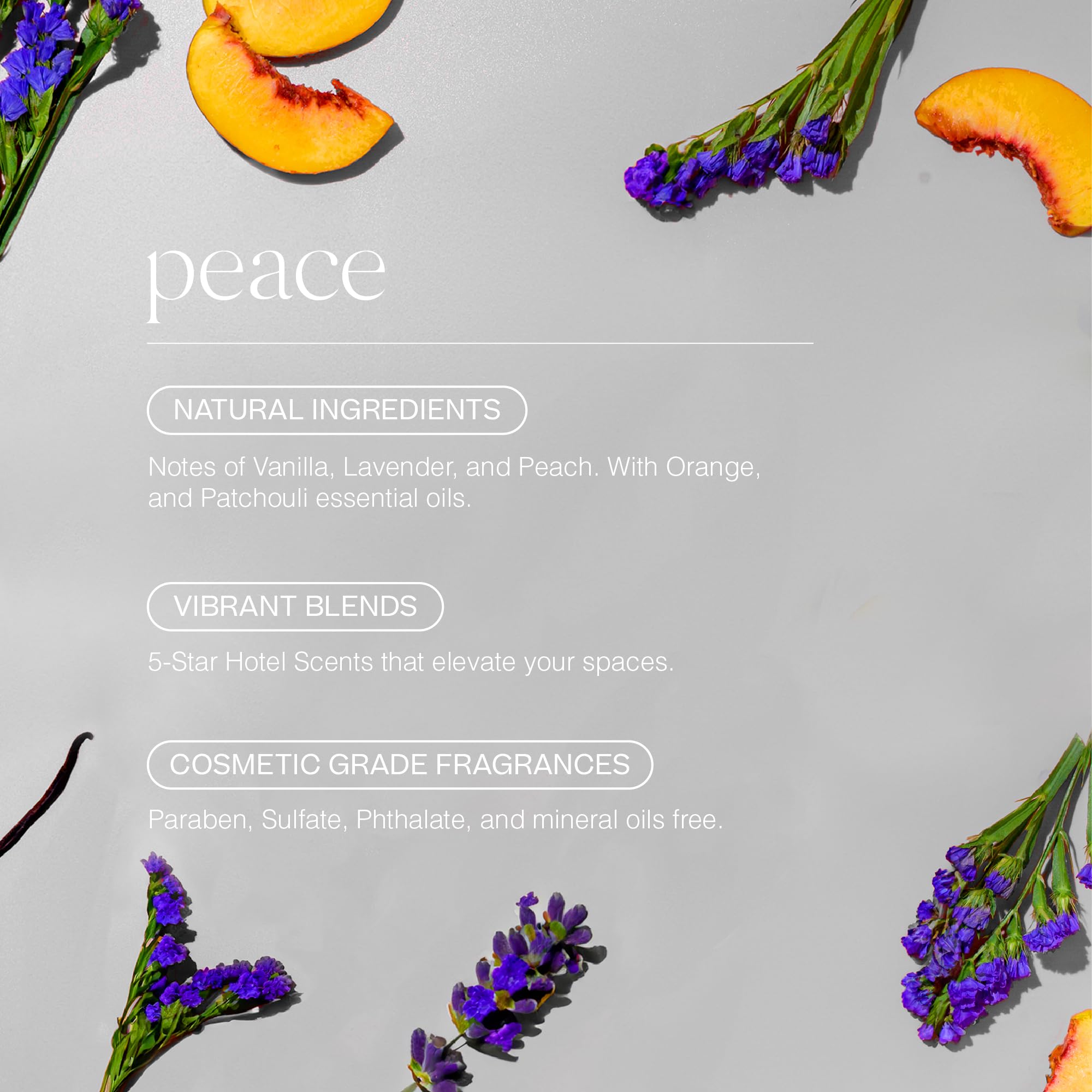 Premium Vanilla, Lavender & Peach Essential Oil Refill 500ML - Aromatherapy Mist for Cold Air Diffusers | Fresh Home Fragrance for Bedroom, Office, Bathroom & Relaxation | Doctor Aromas Peace Scent