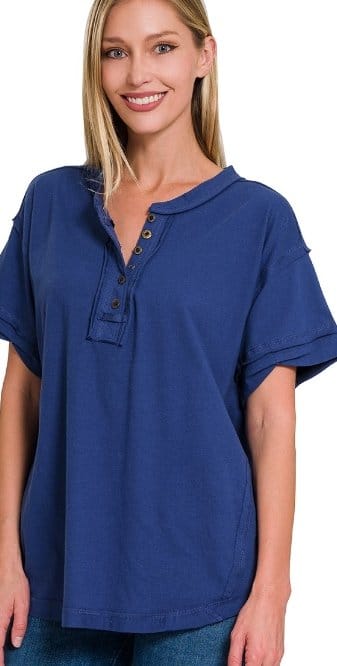 Light Navy Short Sleeve T-Shirt for Women - Casual Comfort Fit Cotton Top for Everyday Wear, Summer Outfits & Layering