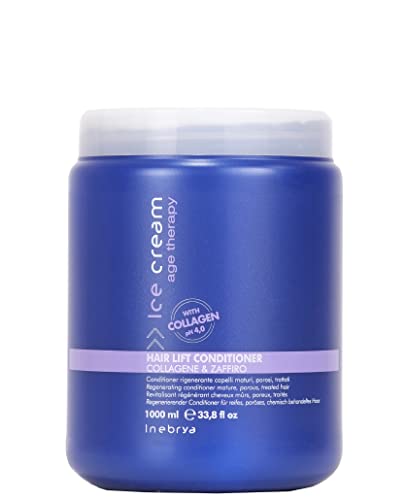 Inebrya Collagen Hair Lift Conditioner 33.8oz for Damaged Hair - Age Therapy Ice Cream Formula for Repair & Shine | Salon-Quality Treatment at Home