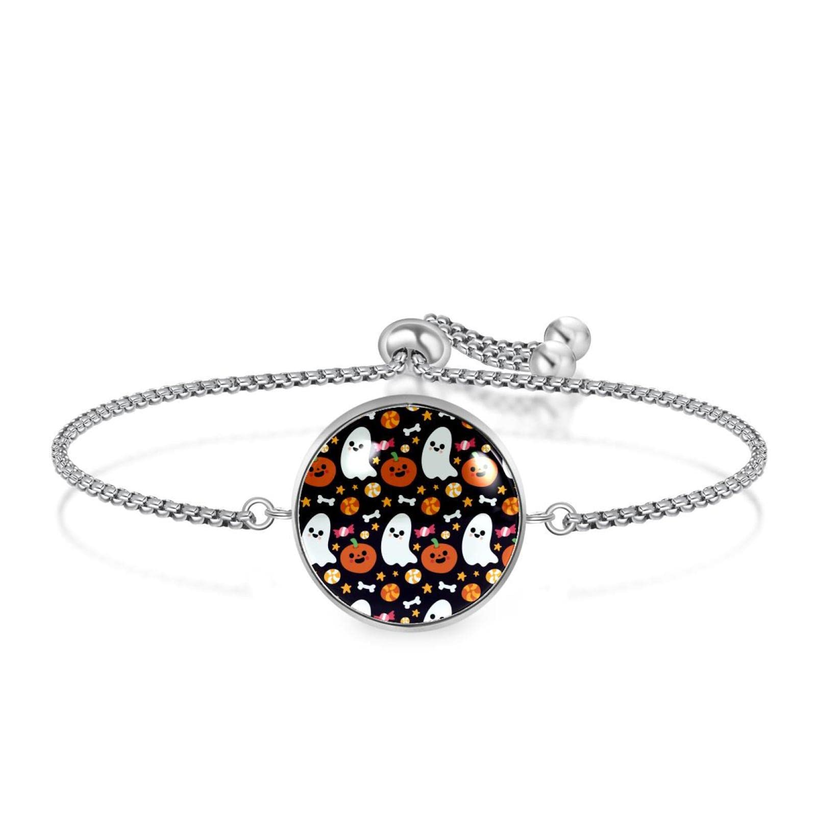 Halloween Expandable Black Pumpkin Bangle Bracelet for Women & Girls - Adjustable Wrist Jewelry Gift for Christmas, Birthday, Party & Everyday Wear