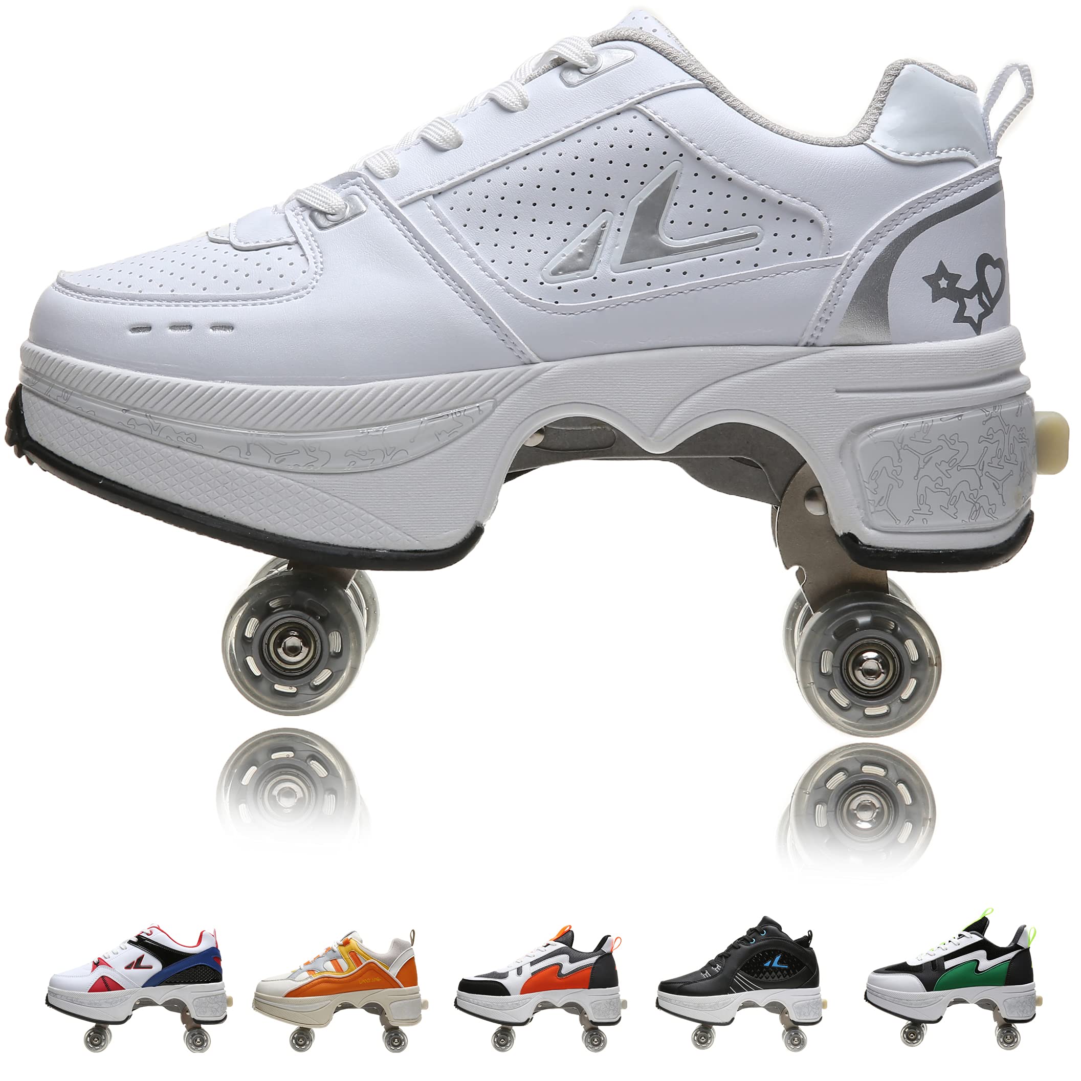 Women's Retractable Roller Skates - Adjustable Outdoor Roller Shoes for Girls & Adults - Convertible Sneakers for Street Skating, Fitness & Fun