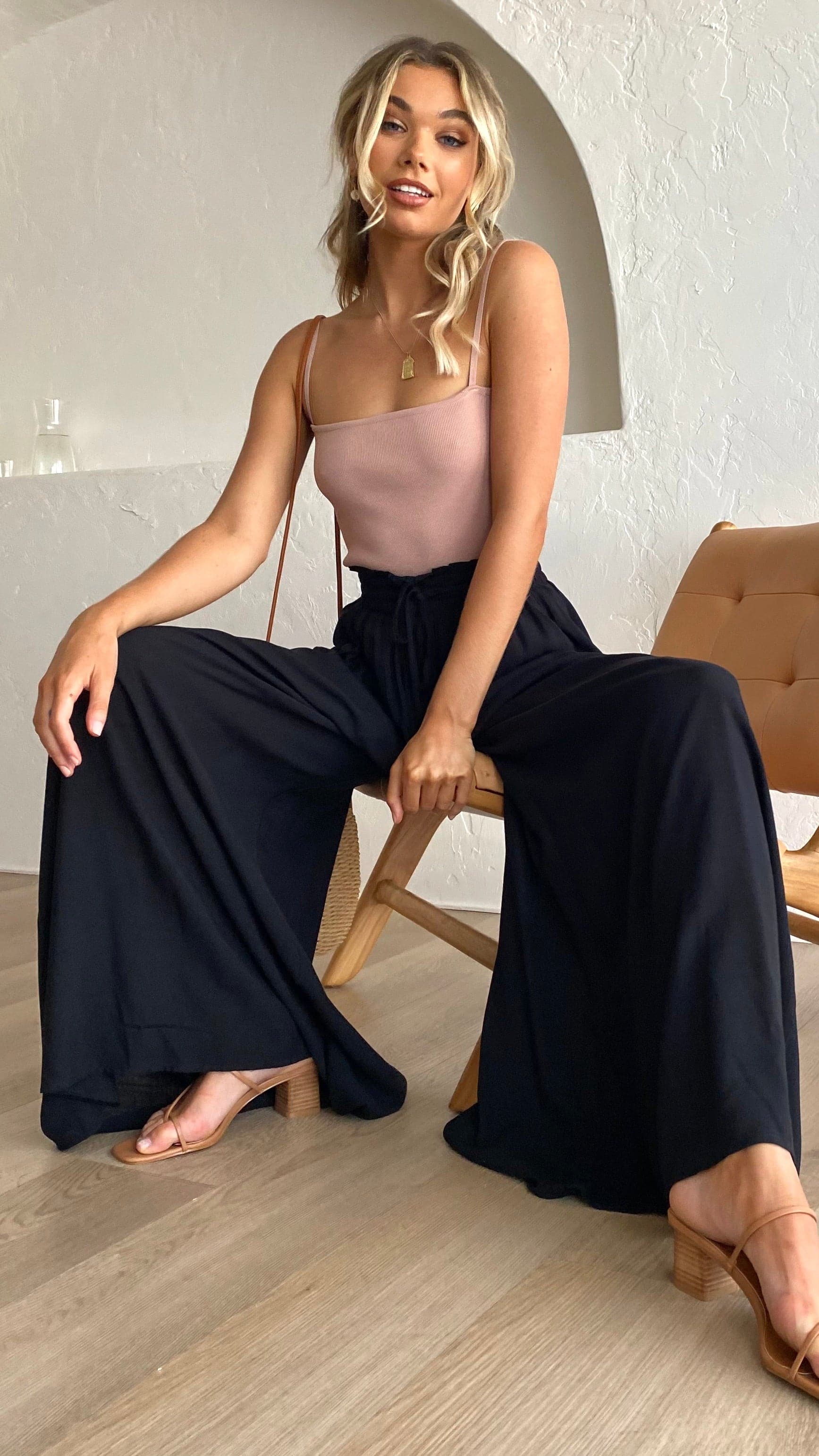 Avery Wide Leg Pants for Women - High Waisted Flowy Trousers in Black | Comfortable & Stylish for Work, Casual Outfits and Travel