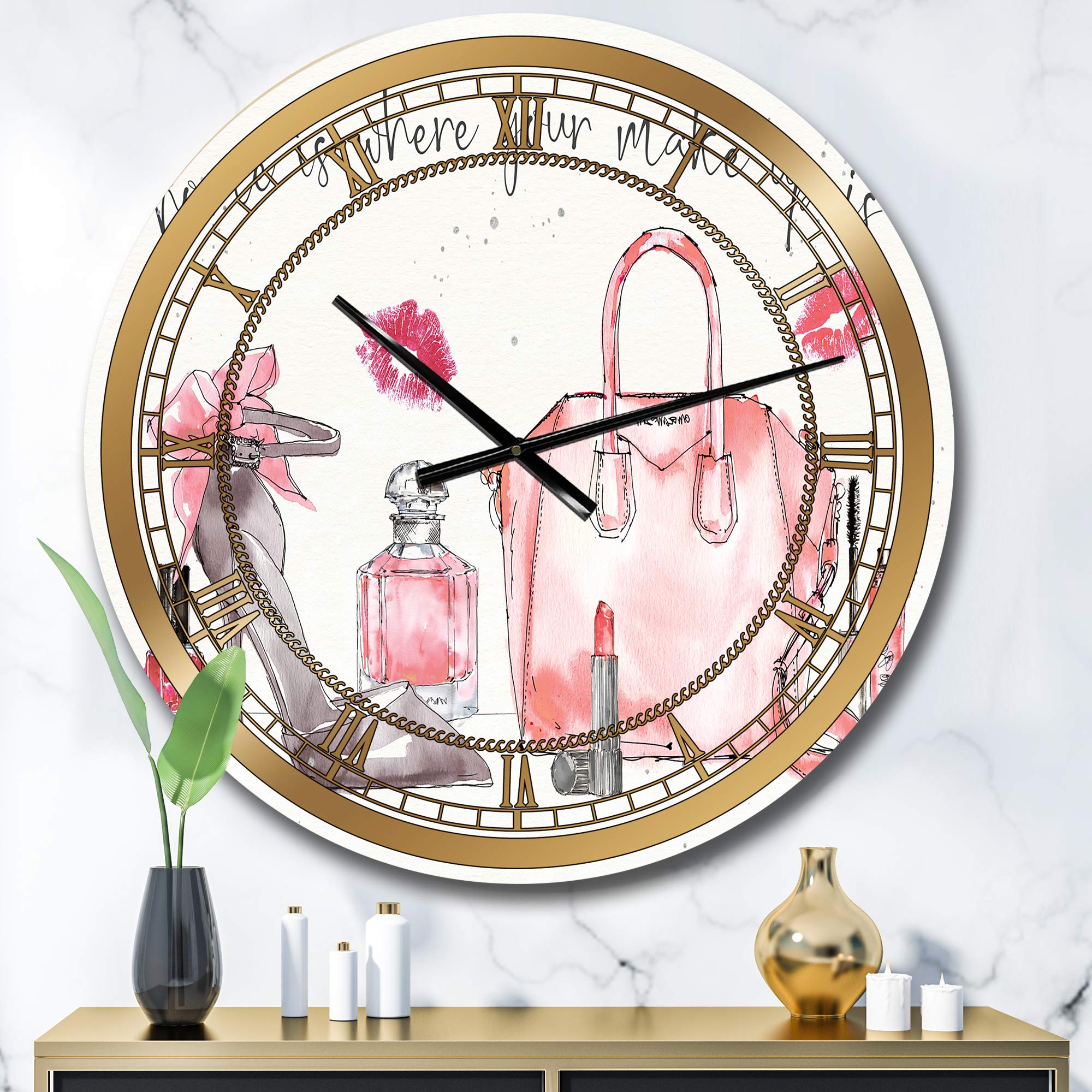 Glam Wall Clock 'Chic Accents I' - Large Decorative Wall Clock for Living Room, Bedroom & Office - Elegant Home Decor for Modern Interiors