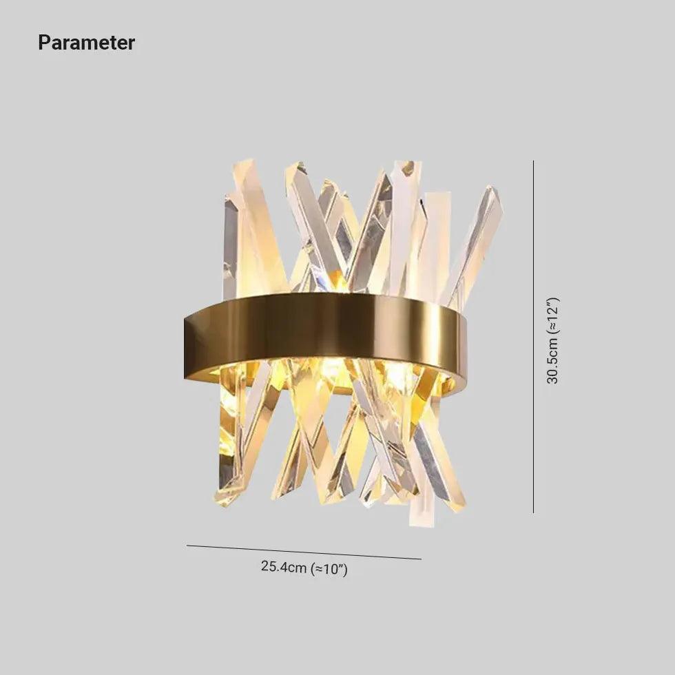 Geometric Crystal Gold Wall Lights - Modern LED Sconce for Bedroom, Living Room & Hallway Decor - Elegant Lighting Fixture for Home & Office