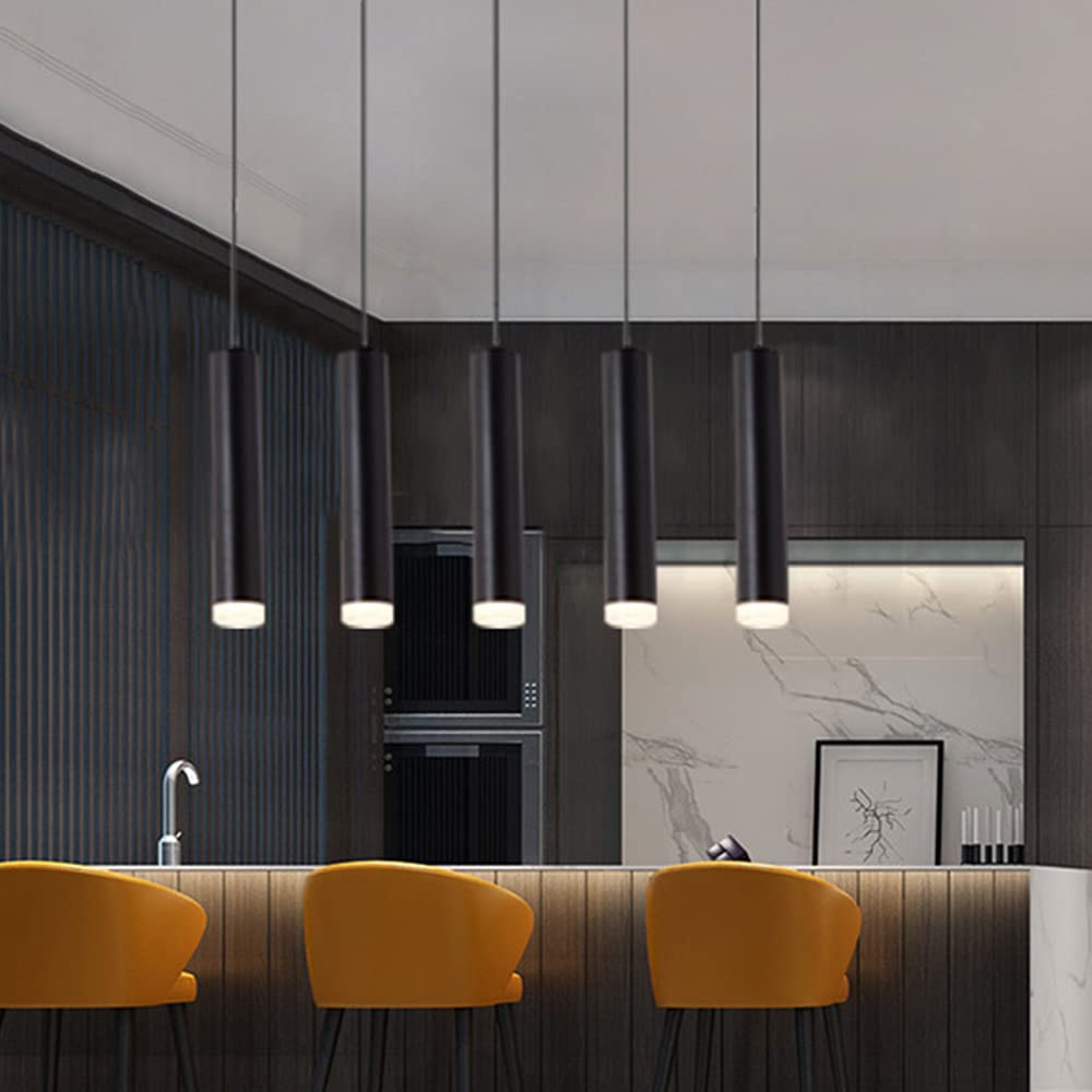 Dimmable LED Ceiling Lamp - 7W Cylinder Pendant Light with 3 Color Temperatures, Aluminum Hanging Tube Chandelier for Living Room, Bedroom & Dining Room Lighting