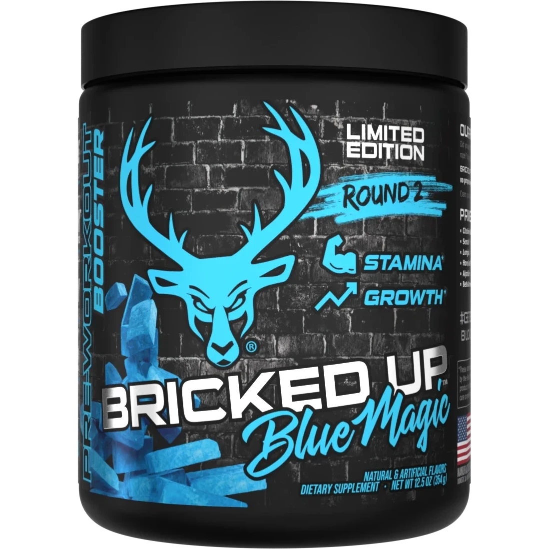 Bucked Up Bricked Up Pre Workout Supplement - Energy & Strength Booster for Gym, Bodybuilding & Fitness Training