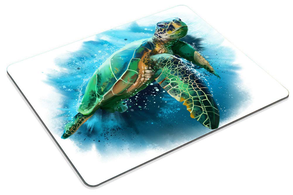 Smooffly Custom Gaming Mouse Pad - Large Sea Turtle Watercolor Design, Non-Slip Rubber Base, Comfortable Extended Mouse Mat 9.5x7.9 Inches (240x200x3mm) for PC, Laptop, Office & Home Gaming Setup