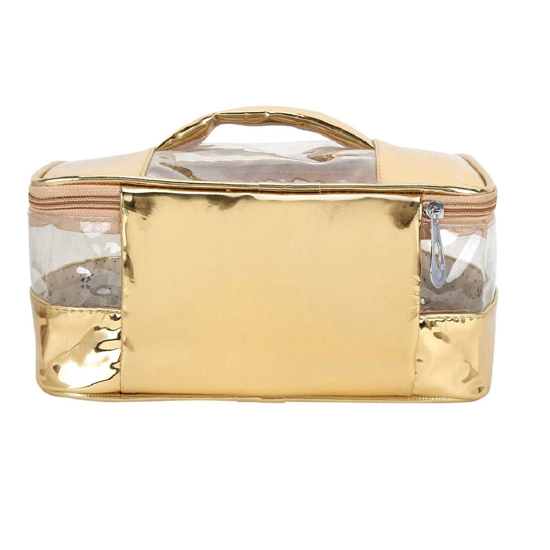 NA PURSE Women's Vanity Box Cosmetic Case for Girls & Ladies - Toiletry Bag CC005 (Gold) | Perfect for Travel, Makeup Storage & Organizer