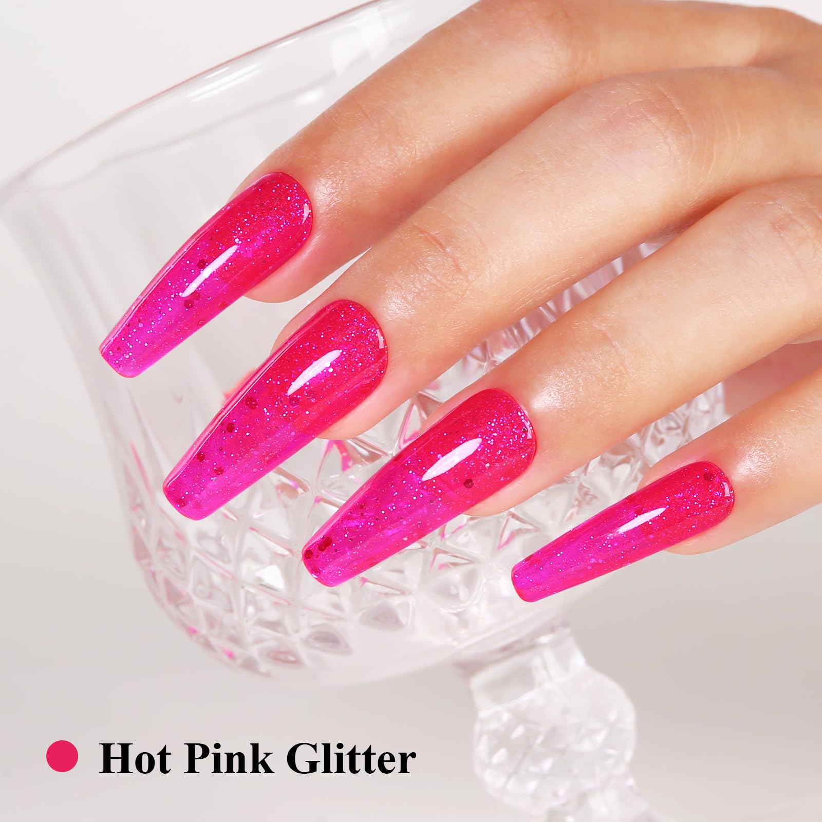 **Imtiti Glitter Gel Nail Polish - Hot Pink Iridescent Diamond Shimmer Soak Off UV LED Gel Polish (10ML) | Long-Lasting Manicure Kit for Autumn & Winter | Perfect for Parties, Holidays & Special Occasions**