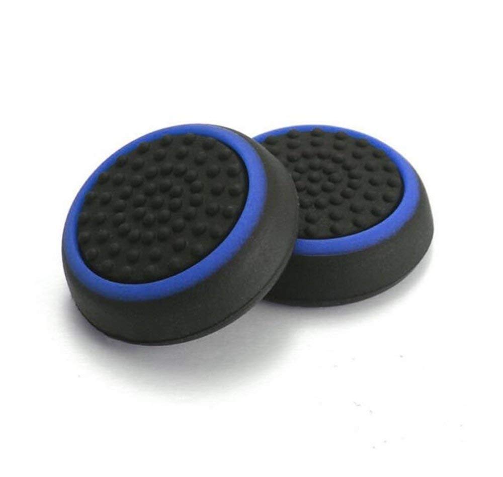 Silicone Thumb Stick Joystick Caps for Nintendo Switch Joy-Con - Analog Grip Thumbstick Covers (Black & Blue) - Improve Gaming Comfort & Control for Switch NS Controllers - Perfect for Long Gaming Sessions & Enhanced Grip