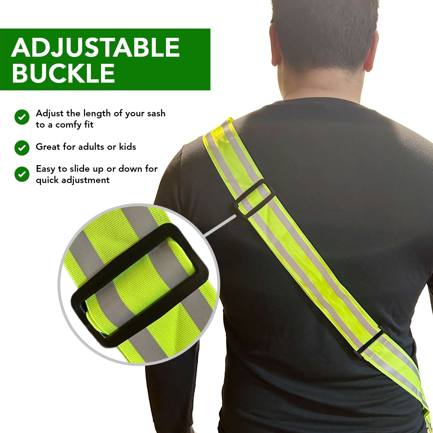 High Visibility Reflective Running Sash - Adjustable Safety Vest for Night Running, Cycling & Walking - Perfect for Jogging, Commuting & Outdoor Activities in Low Light Conditions