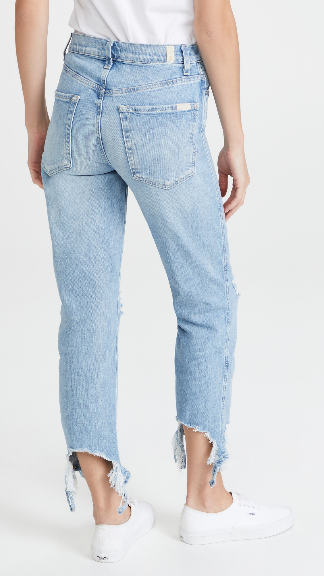 7 For All Mankind Women's High Waist Cropped Straight Jeans - Slim Fit Denim Pants for Casual Wear & Office Outfits | Comfortable Stretch Fabric for Everyday Style