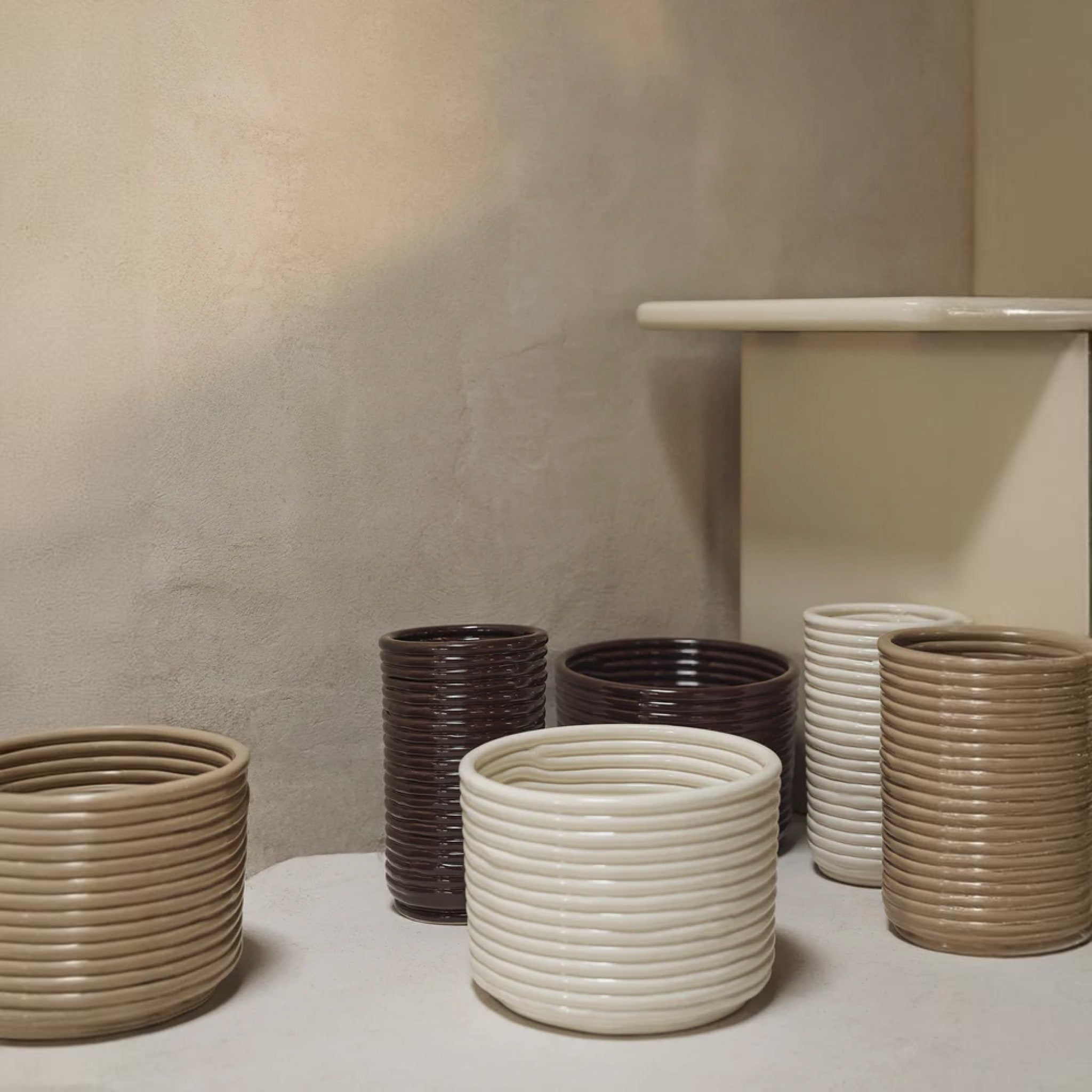 FERM LIVING Corduroy Pot - Off White Ceramic Planter with Textured Design | Perfect for Indoor Plants, Home Decor & Gift Ideas