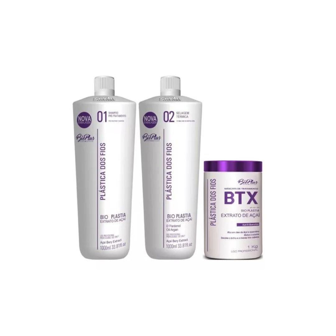 Bio Plus Acai & Deep Conditioning Hair Mask Kit - 3-in-1 Plastic Wires Hair Treatment for Damaged Hair | Repair, Hydrate & Strengthen | Perfect for Salon, Home Care & Travel Use