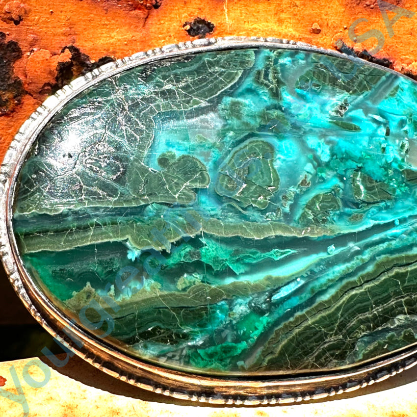 Vintage Navajo Large Oval Brooch Pin - Handmade Chrysocolla Malachite Jewelry for Women - Perfect for Weddings, Parties & Special Occasions