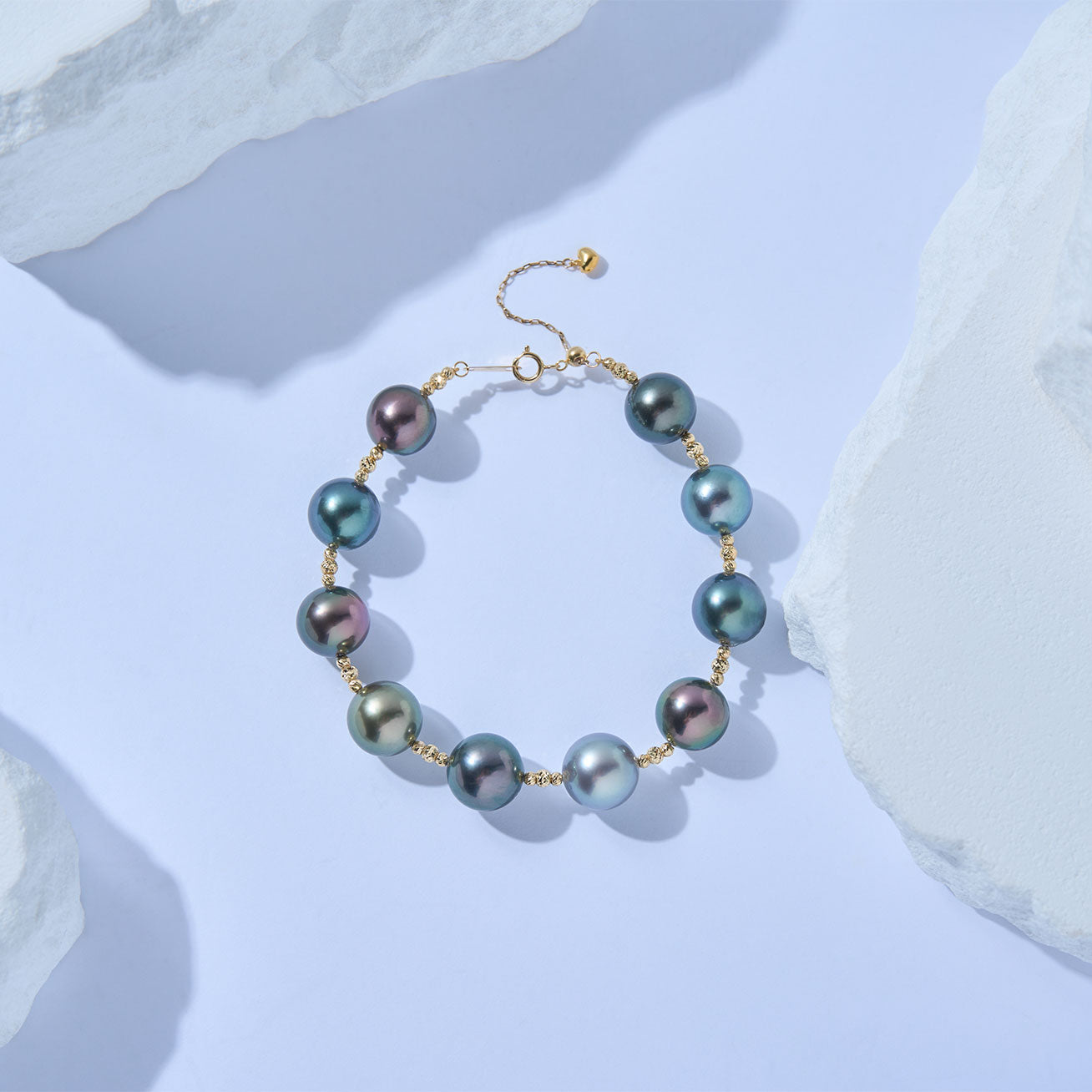 18K Solid Gold Tahitian Pearl Bracelet for Women - Elegant Pearl Jewelry Gift for Anniversary, Birthday & Special Occasions | KB00055