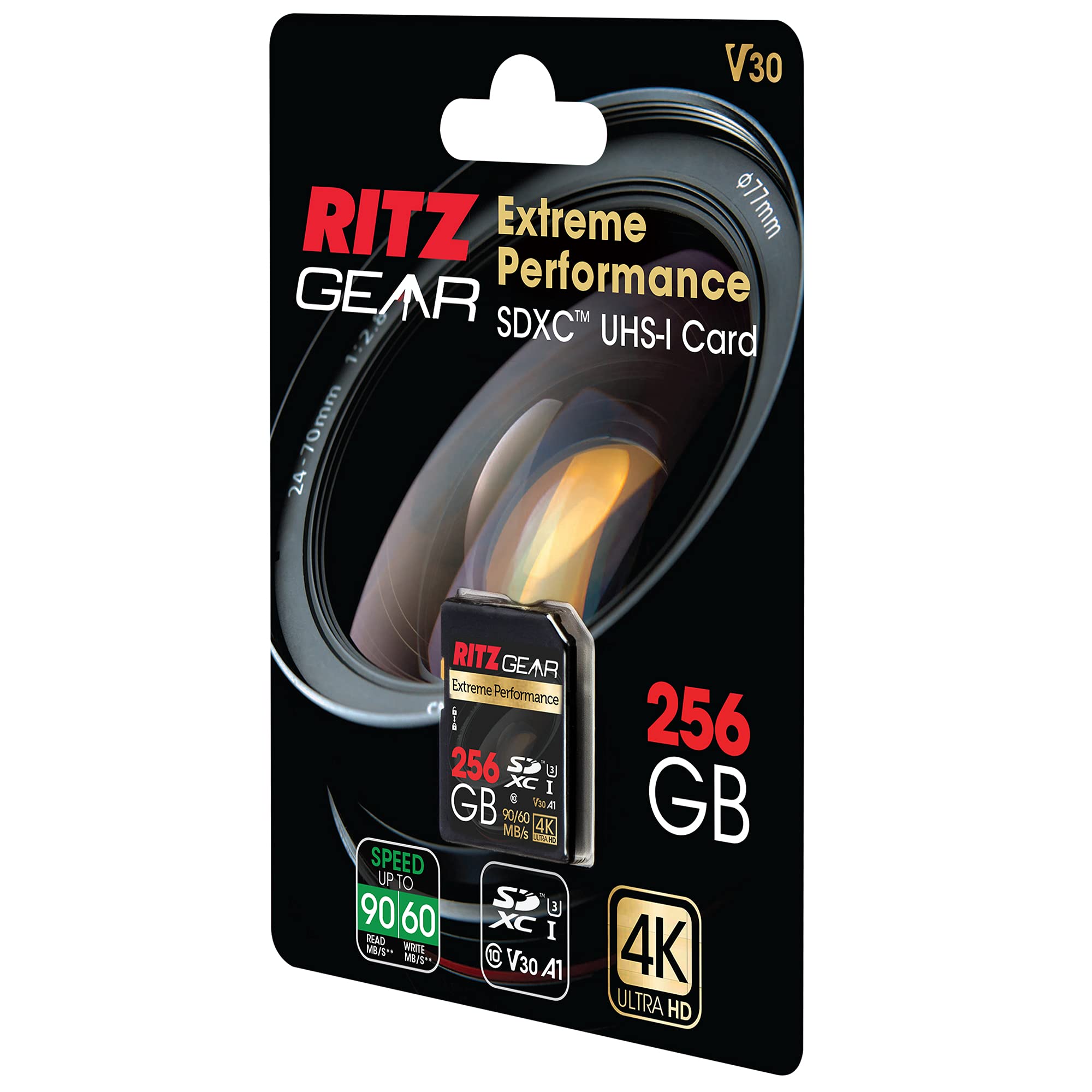 RITZ GEAR Extreme Performance 256GB UHS-I SDXC Memory Card (5-Pack) - 90MB/s Read, 60MB/s Write, U3, V30, A1, C10 - Compatible with DSLR, Mirrorless Cameras, 4K/Full HD Video & RAW Photography - Perfect for Professional Photographers & Videographers