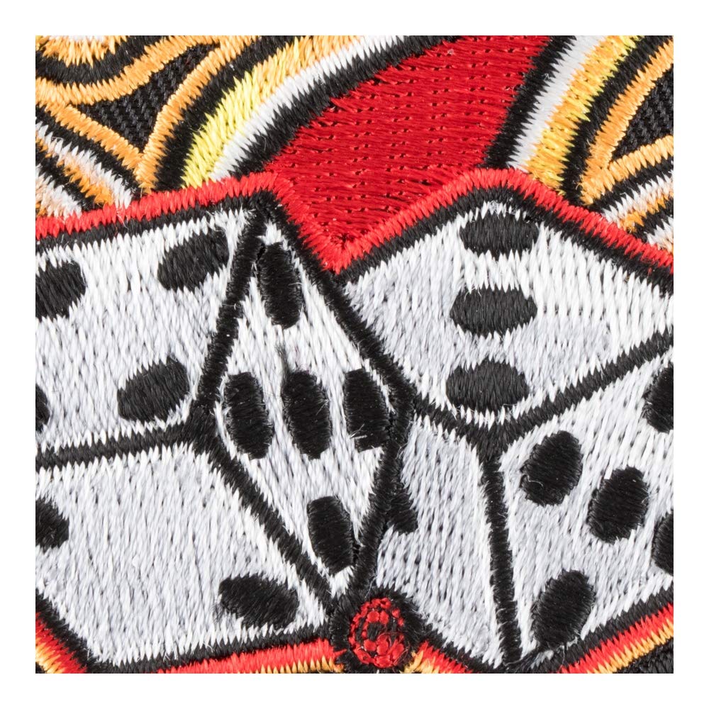 PatchStop Dice Wings Red Seven Iron On Patches for Clothing & Jeans - 3x2.75in Small DIY Sew On Embroidered Gambling Decorative Patches for Jackets, Bags, Hats & Denim - Perfect for Costumes, Biker Gear & Festival Outfits