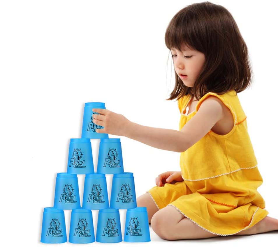SEISSO Stacking Cups Set - 12 Pack Blue Classic Stacking Game for Kids, Boys & Girls | Fun Training Toy with Carry Bag | Perfect for Playtime, Parties & Motor Skill Development
