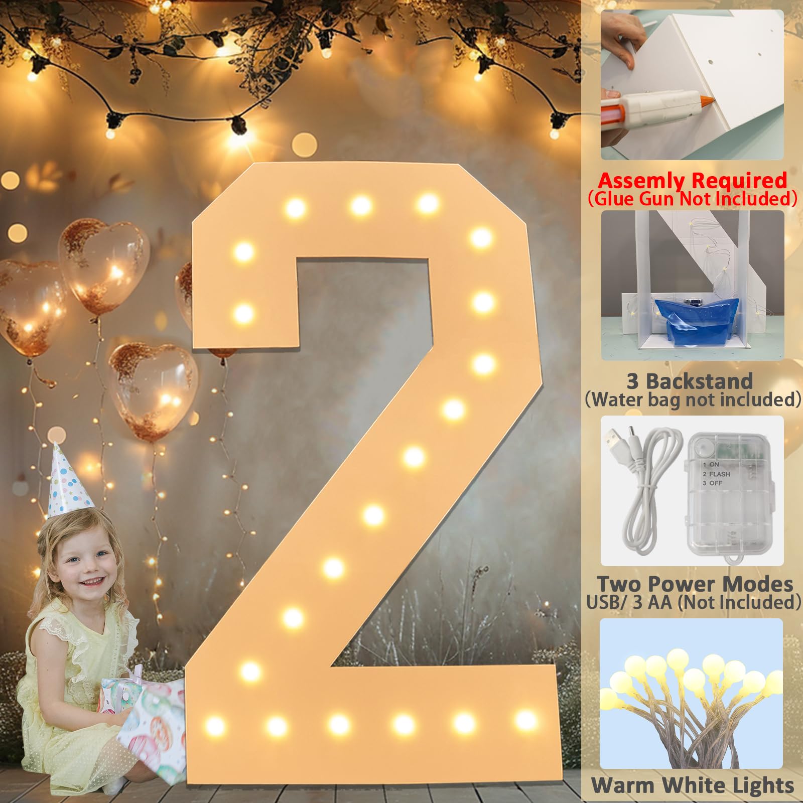 **LOBOOM 4FT Light Up Numbers - Giant Marquee Number 18 for Birthday & Anniversary Decor | Pre-Cut Mosaic Frame | Perfect for 18th Birthday Party Backdrop, Wedding, Graduation & Event Decorations**