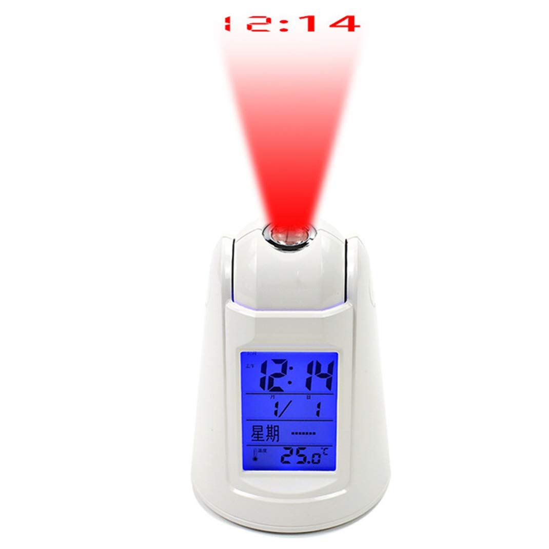 Digital Projection Alarm Clock with Voice Control, LED Ceiling Display & Snooze Function - Perfect for Bedroom, Office, and Travel Use