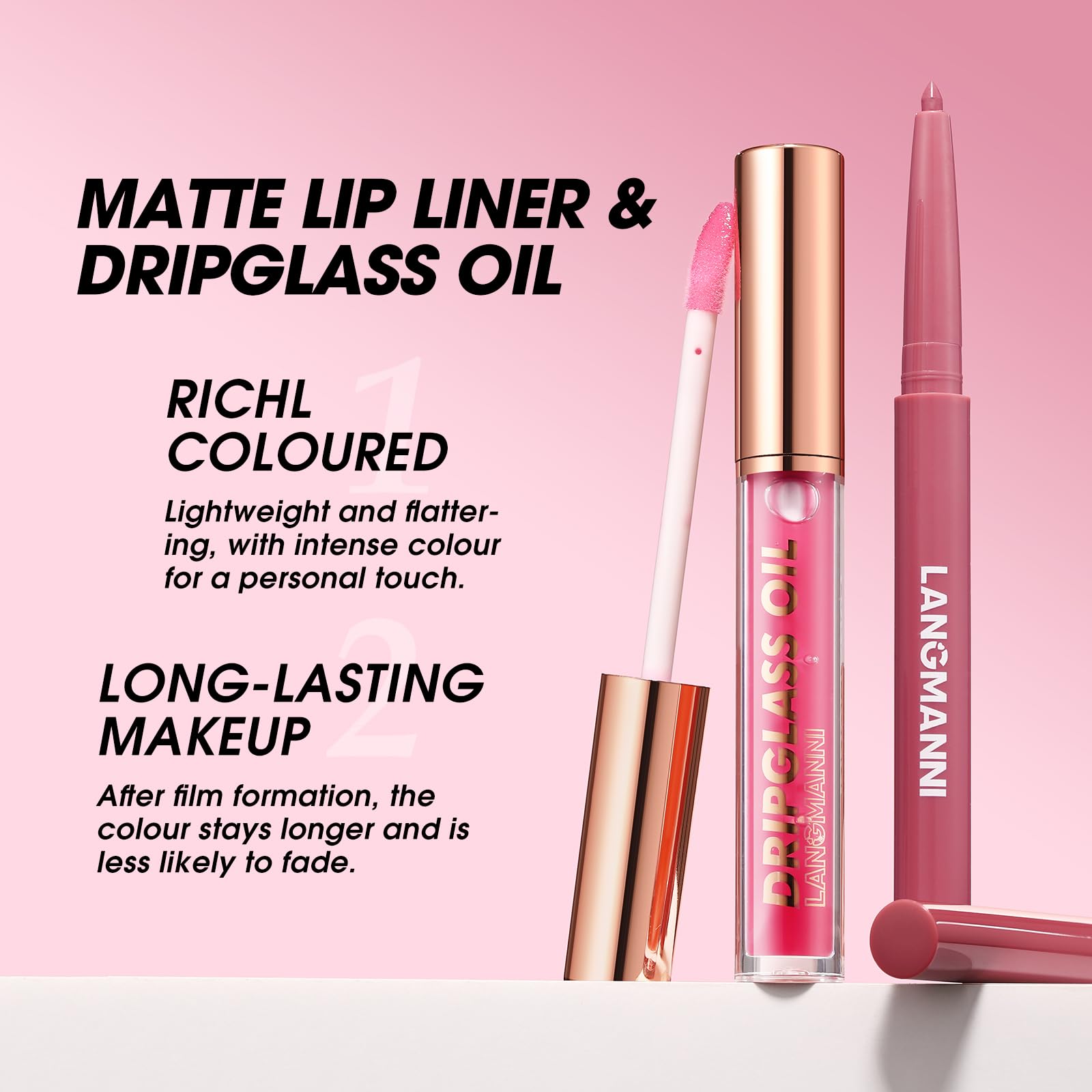 LANGMANNI 6 Matte Lip Liner & 6 Nourishing Lip Oil Gloss Set - Long Lasting Hydrating 2-in-1 Makeup Kit | Perfect for Daily Beauty, Party & Gift for Women & Girls
