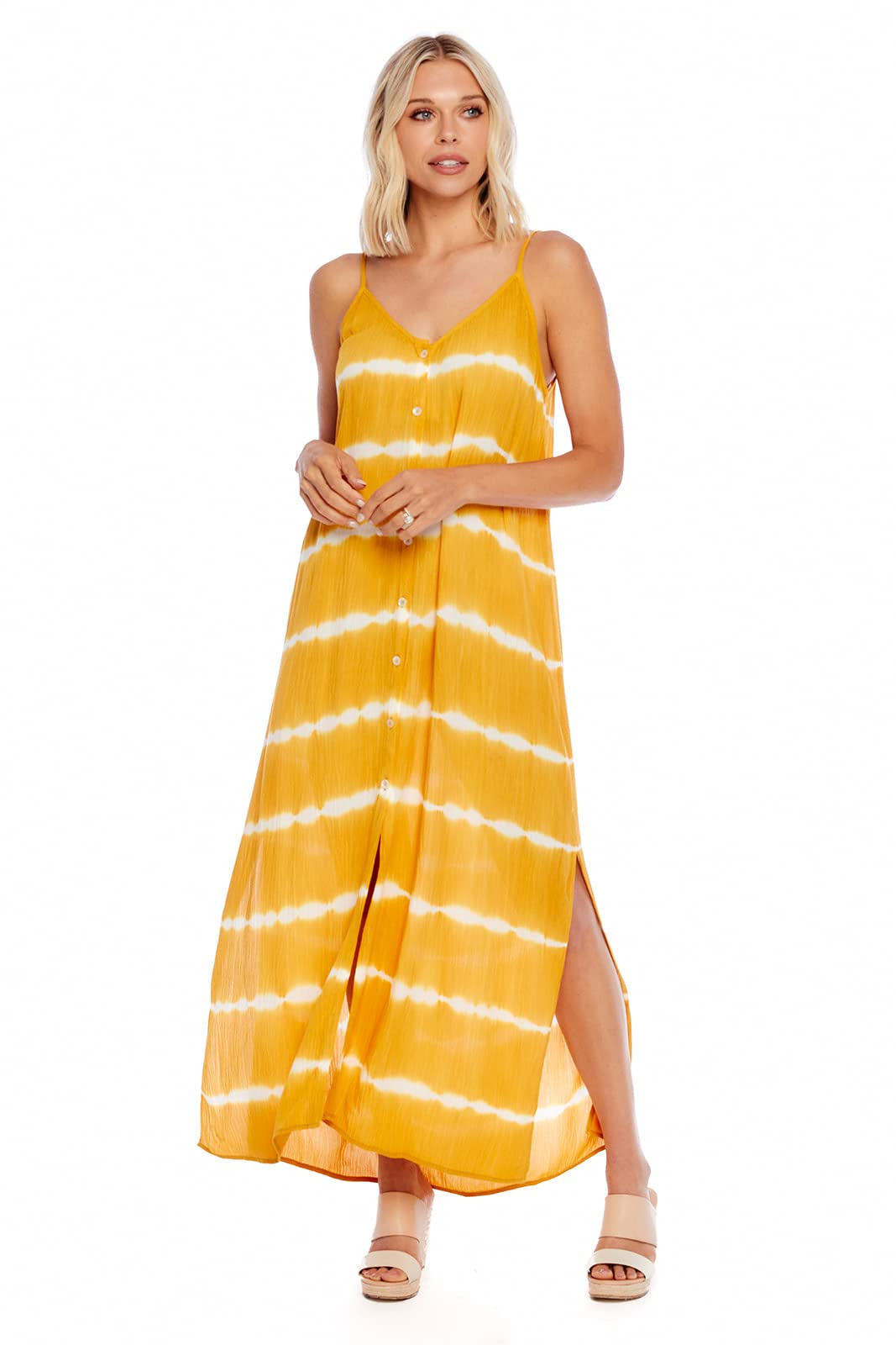 Mud Pie Women's Sleeveless Maxi Dress - Flowy Summer Beach Dress for Vacation, Party & Casual Wear