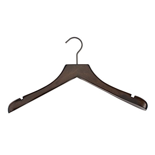 NAHANCO 23717 17-Inch Concave Jacket Hangers - Low Gloss Espresso (24-Pack) - Space-Saving Closet Organizers for Coats, Suits & Blazers