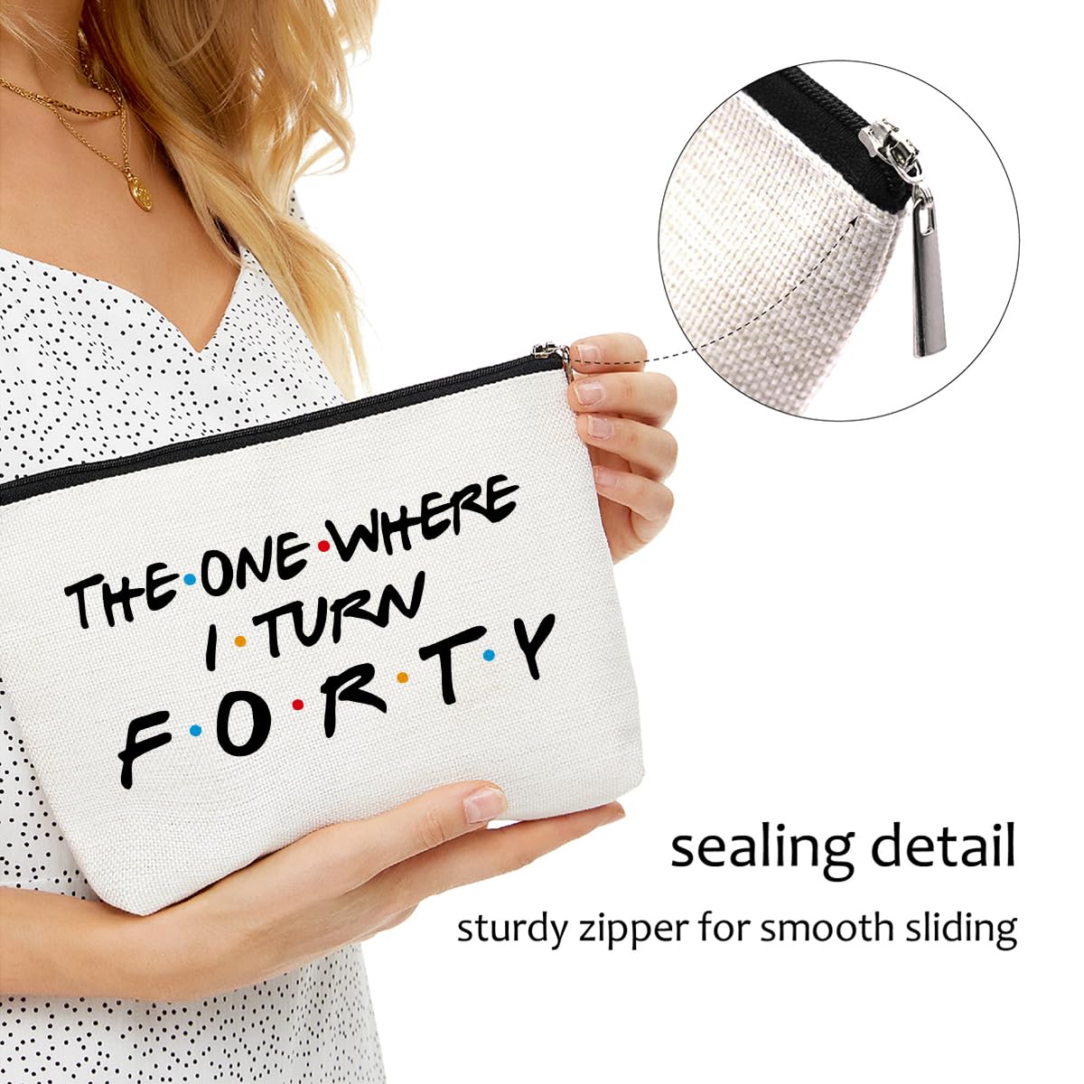 Funny 40th Birthday Gifts for Women - Cute Makeup Bag & Travel Cosmetic Organizer - Perfect 40 Year Old Birthday Present for Mom, Wife, Sister, Friend, Aunt or Coworker - Great Toiletry Bag for Travel, Work & Daily Use