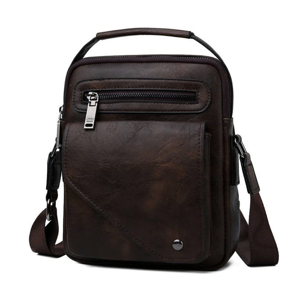 Premium Split Leather Crossbody Tote Bag for Men - Stylish Shoulder Messenger Bag for Business & Travel (Color: Black, Size: Medium) - Perfect for Work Commute, Daily Use & Casual Outings