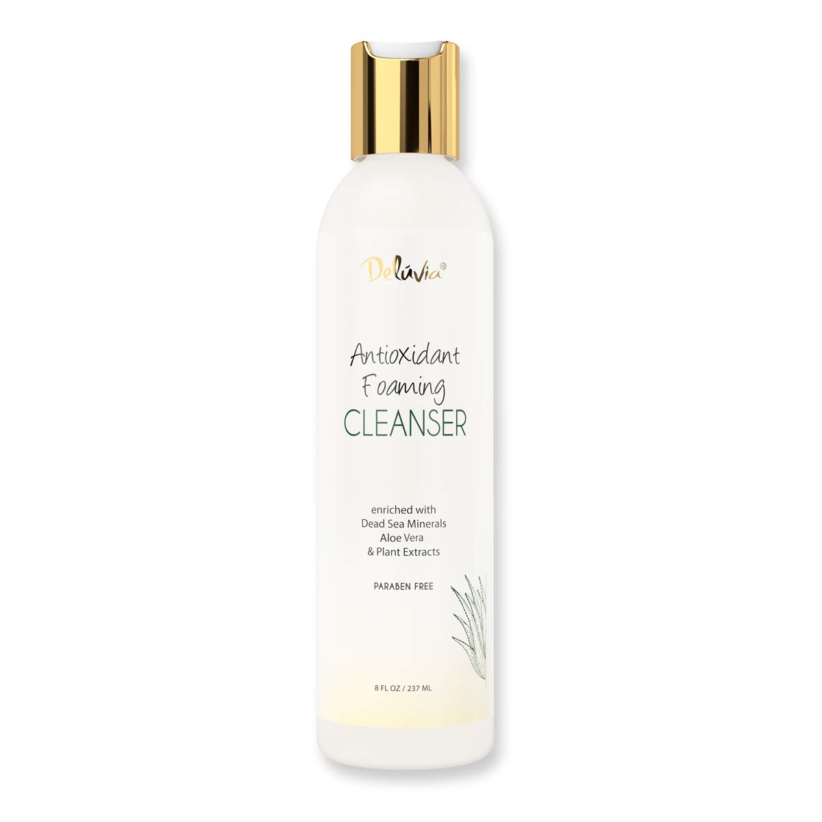 Deluvia Antioxidant Foaming Daily Facial Cleanser - Hydrating Gentle Face Wash for Sensitive & Dry Skin | Moisturizing Cleanser for Women, Men, Teens & Kids (8 fl oz) | Perfect for Morning & Night Skincare Routine, Travel-Friendly Size