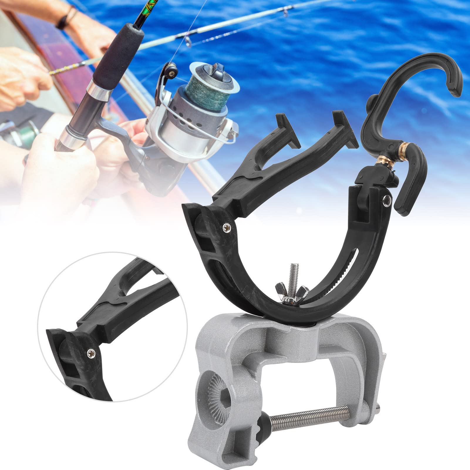 360° Rotating Fishing Rod Holder for Boats & Kayaks - Adjustable Pole Storage Rack (9.4x7.9in) - Perfect for Saltwater Fishing, Kayak Angling & Boat Fishing Accessories