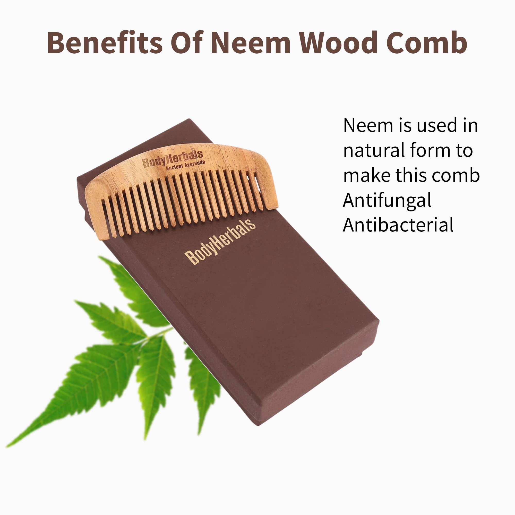 Premium Handmade Neem Wood Beard Comb for Men - Anti Static, Eco Friendly Grooming Brush for Beard, Mustache & Head Hair | 100% Natural, Gift Box Included (Cream) | Perfect for Daily Grooming, Travel & Men's Gift Sets
