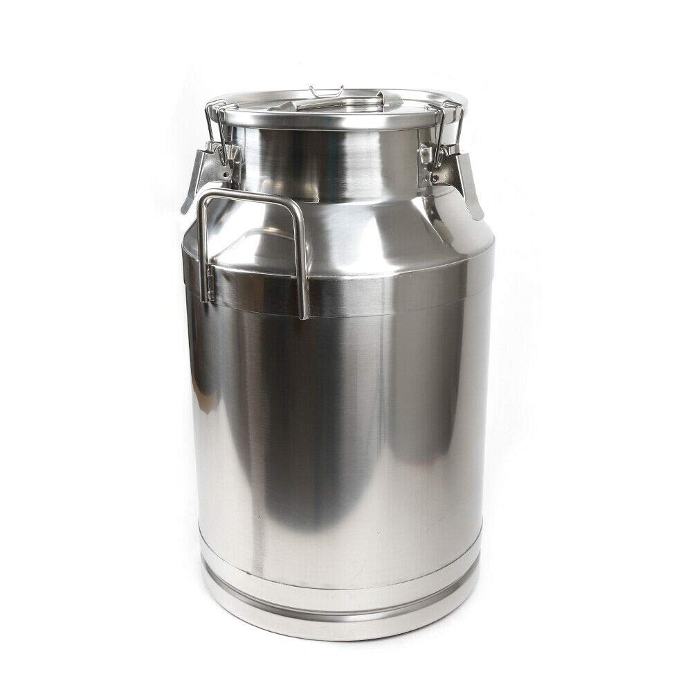 Premium Stainless Steel Milk Can & Wine Bucket - 40L (10.56 Gallon) Heavy Duty Storage Container with Airtight Lid - Ideal for Dairy, Winemaking, Oil Storage & Farmhouse Decor