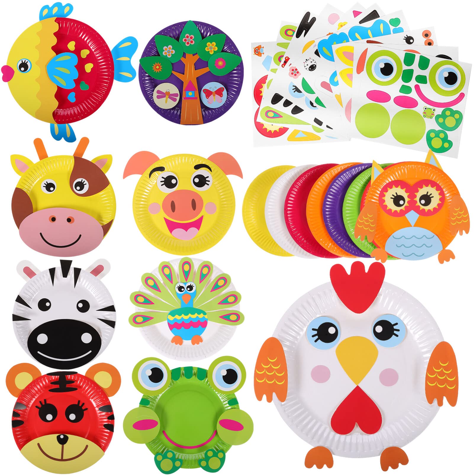TOYANDONA 8-Piece Animal Paper Plate Art Kit for Kids - DIY Craft Project for Boys & Girls Ages 3+, Creative Early Learning Activity, Birthday Party Favor, Classroom Art Supplies - Perfect for Home, School & Party Crafts