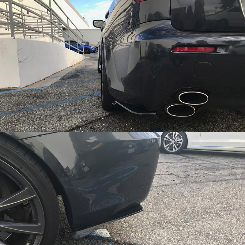 IKON MOTORSPORTS Rear Lip Splitters - Universal Fit for Any Car, Black PP Polypropylene Rear Bumper Lip Diffuser Guard Conversion (Unpainted) - Enhance Style & Aerodynamics for Sports Cars & Tuner Vehicles