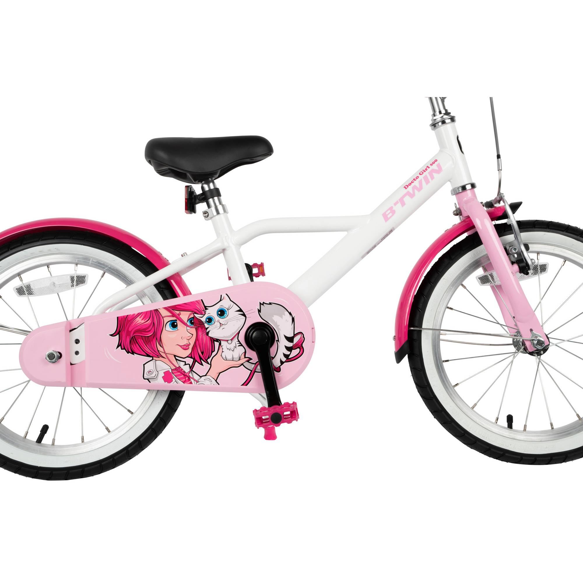 Btwin HYC500 Girls' Hybrid Bike 16 Inch for Kids Age 3-7 to 4-0 | Perfect for Neighborhood Rides, Park Adventures & Learning to Cycle