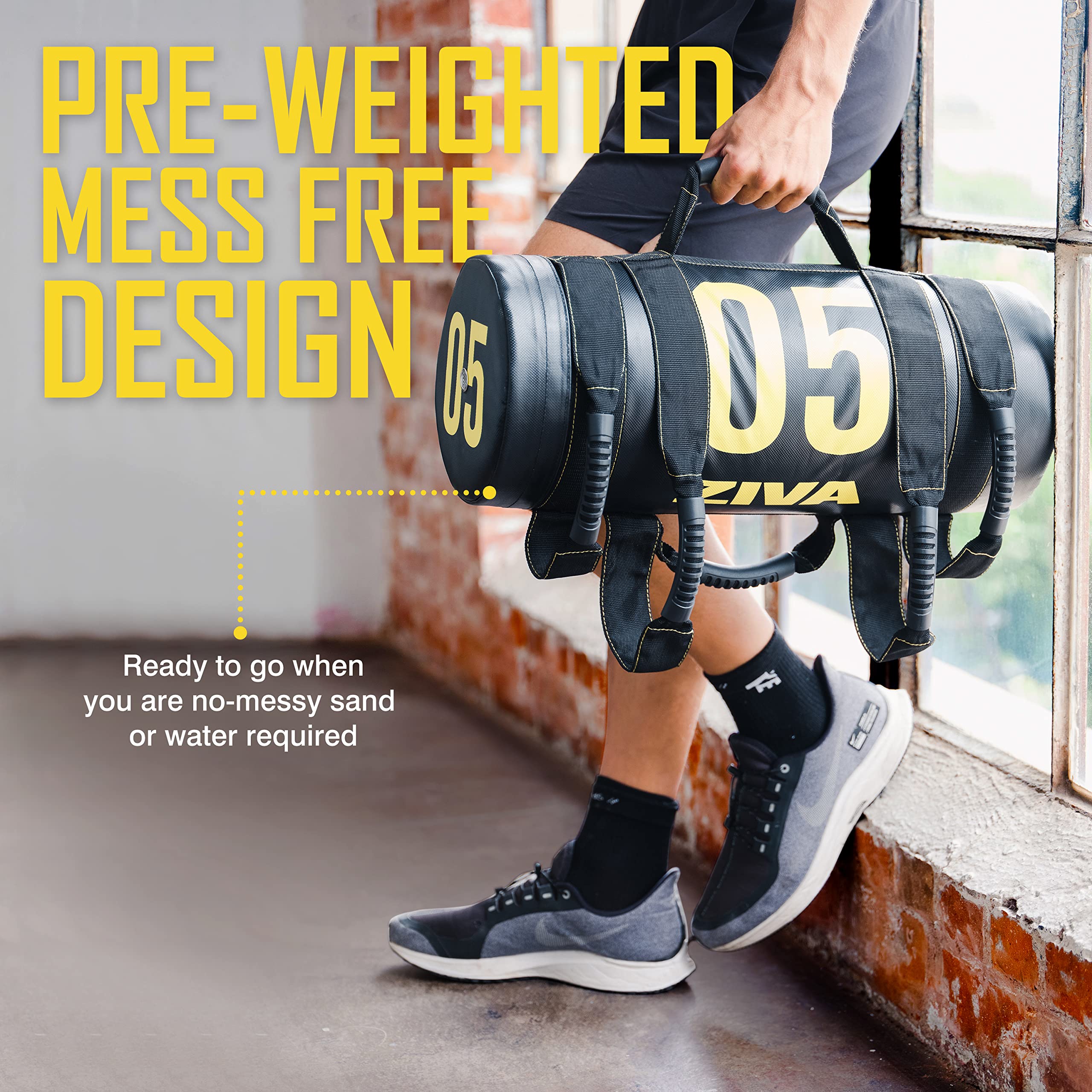 ZIVA Power Sandbag 10-50 lbs - Heavy Duty Weighted Sandbag for Strength Training, CrossFit & Home Gym Workouts | Durable Fitness Equipment with Handles for Functional Training | Perfect for HIIT, Rucking & Outdoor Exercise