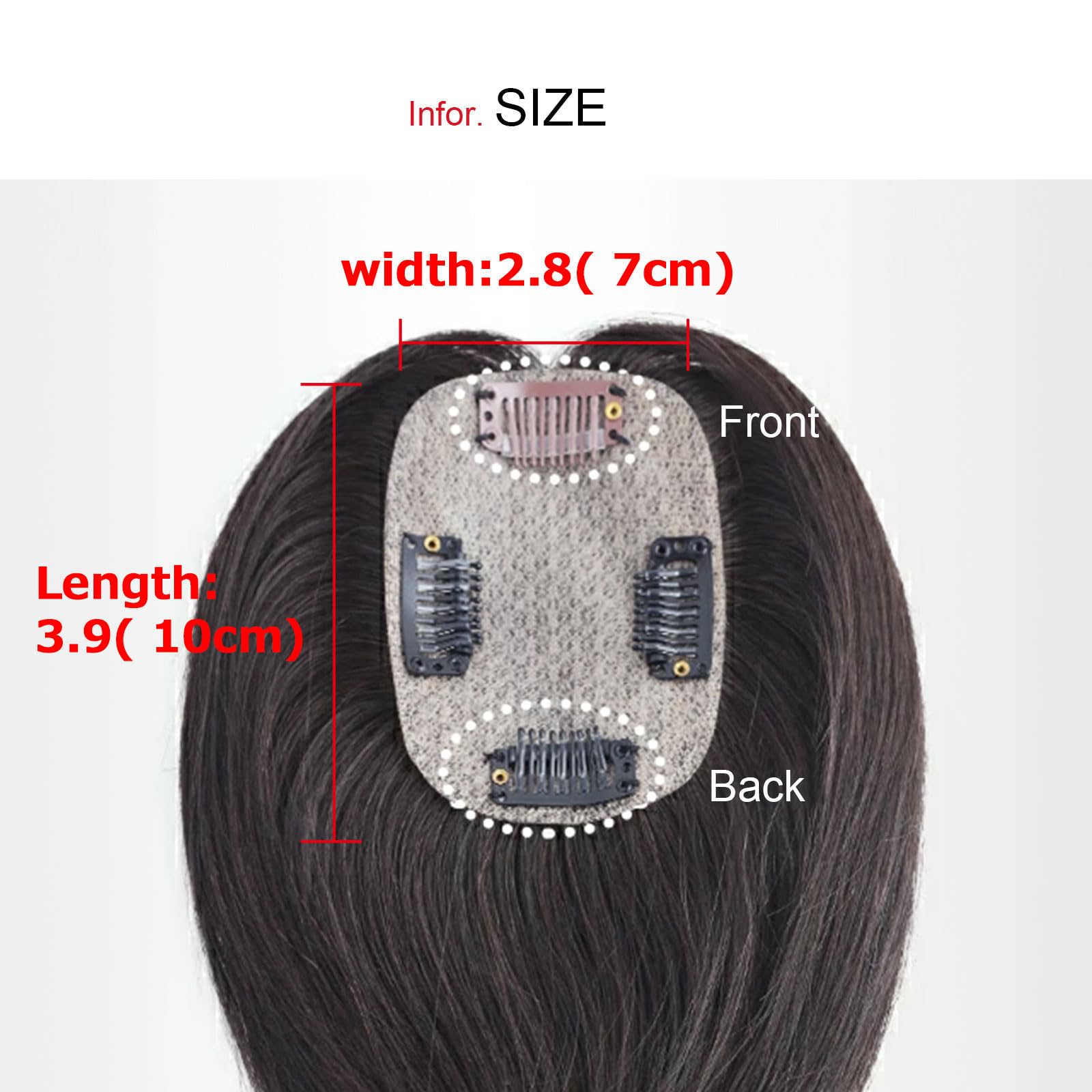 100% Human Hair Topper for Women - Handmade Clip-In Hair Piece for Thinning Hair & Hair Loss | 20CM BL Natural Black | Perfect for Daily Wear, Special Occasions & Hair Volume Boost