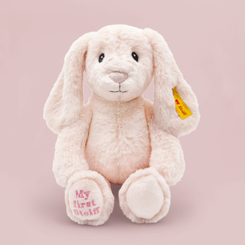 Steiff Personalized Pink Hoppie Rabbit with Knitted Blanket Gift Set - Perfect Baby Shower & First Birthday Present