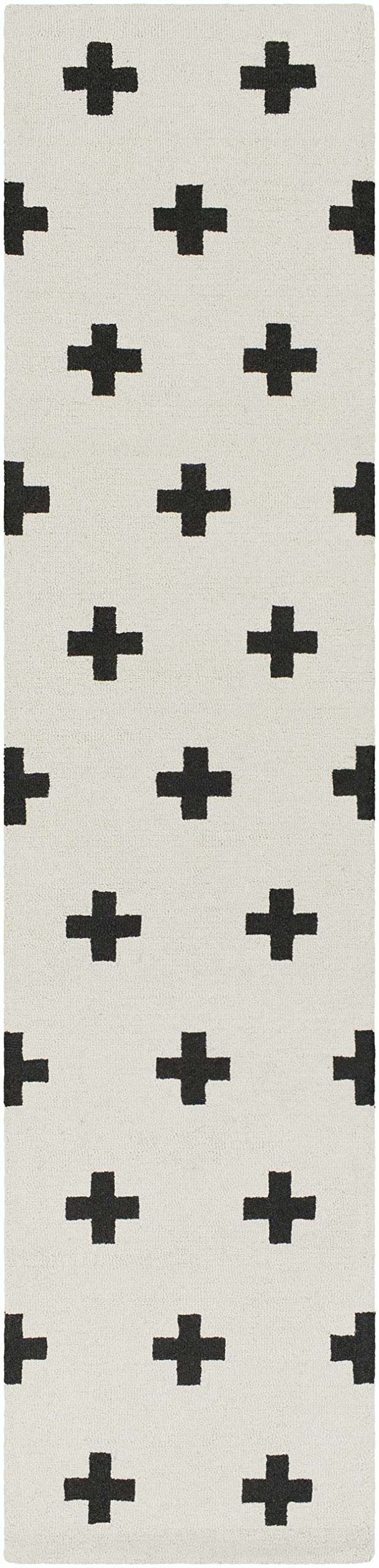 Hauteloom Meltham Wool Area Rug for Living Room & Bedroom - Modern Black Ivory 2x3 Feet - Soft & Durable Home Decor for Cozy Spaces