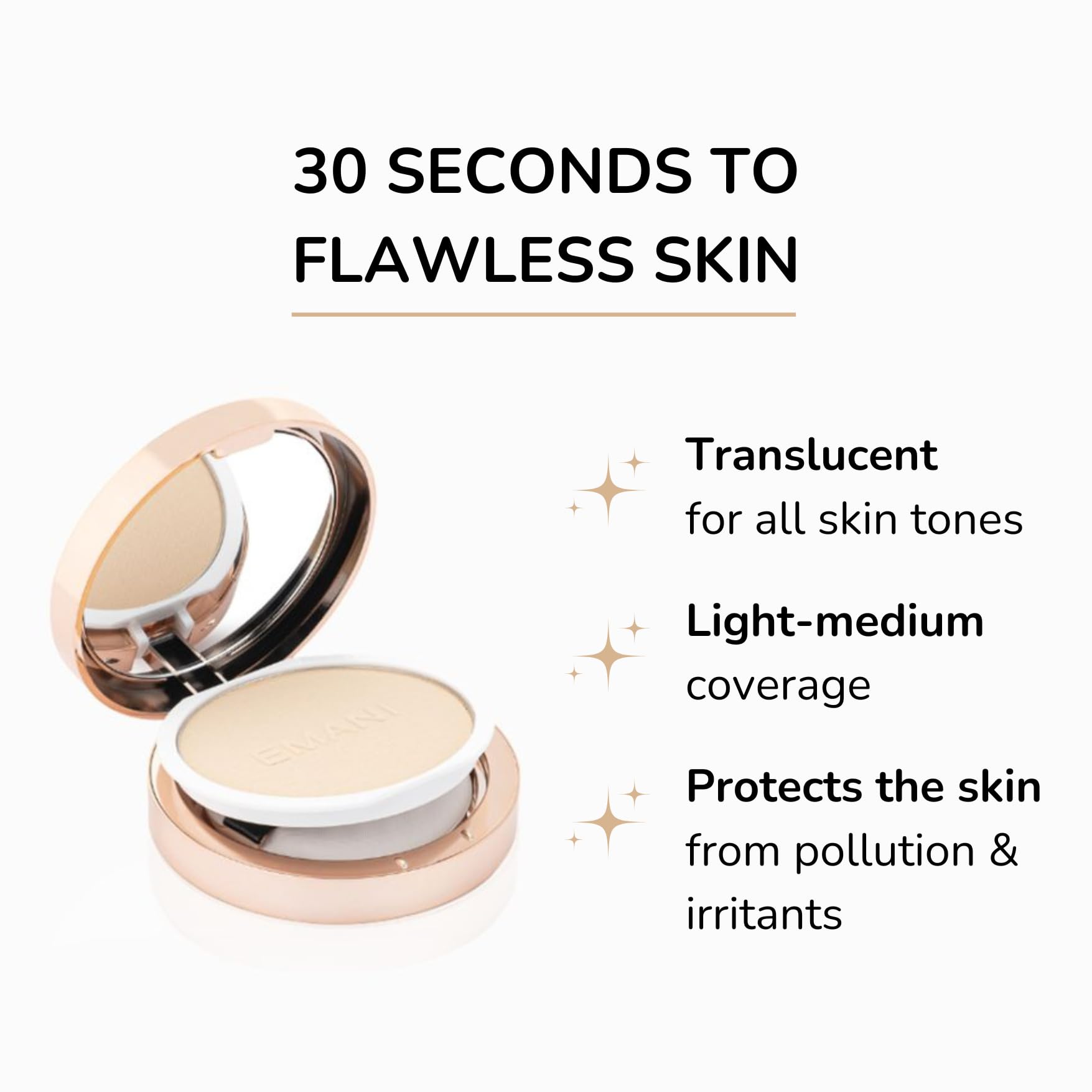 Emani Pressed Mineral Foundation - 1003 Golden | Natural Matte Finish, Oil-Free, Long-Lasting Coverage | Perfect for Daily Wear & Special Occasions