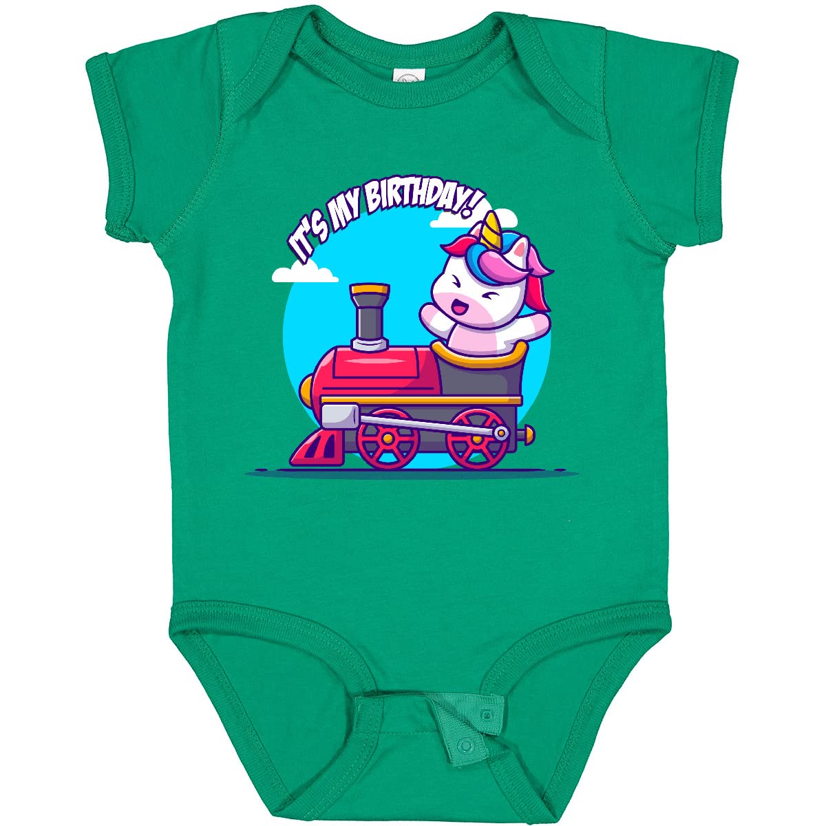 Inktastic Unicorn Birthday Train Baby Bodysuit - Cute Unicorn Onesie for Girls & Boys - Perfect for Birthday Parties, Baby Showers & Photo Shoots