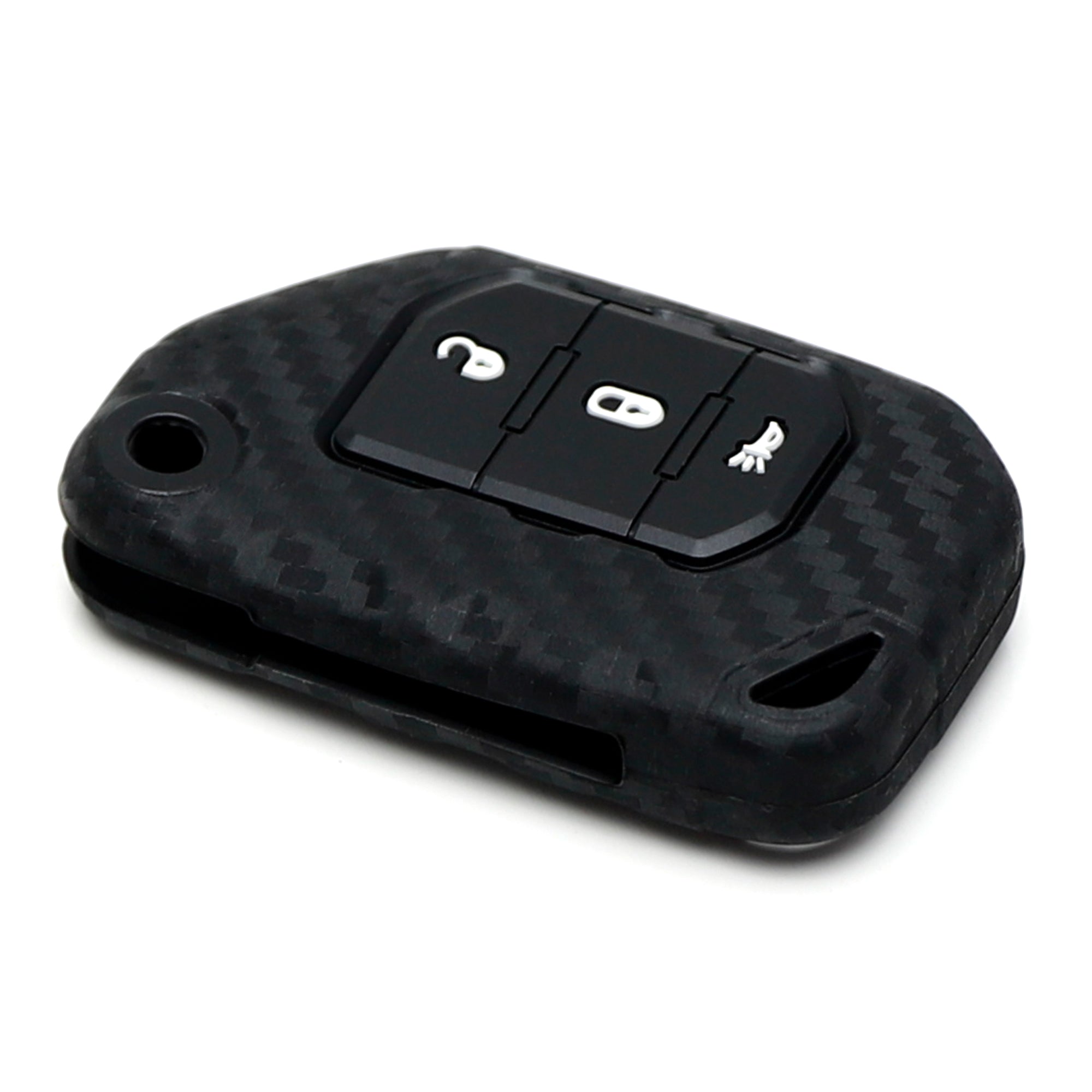 Premium Carbon Fiber Silicone Key Fob Cover for Jeep Wrangler JL & Gladiator JT (2018-2023 Models) - Durable Protection & Stylish Upgrade for Off-Road Adventures
