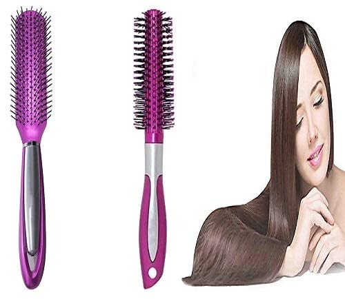 APOEM Professional Hair Brush Set - Flat & Round Styling Brush for Women, Men & Kids - Salon & Home Use - Detangling & Smoothing - Perfect for Daily Styling & Blowouts (Pink, M-25)