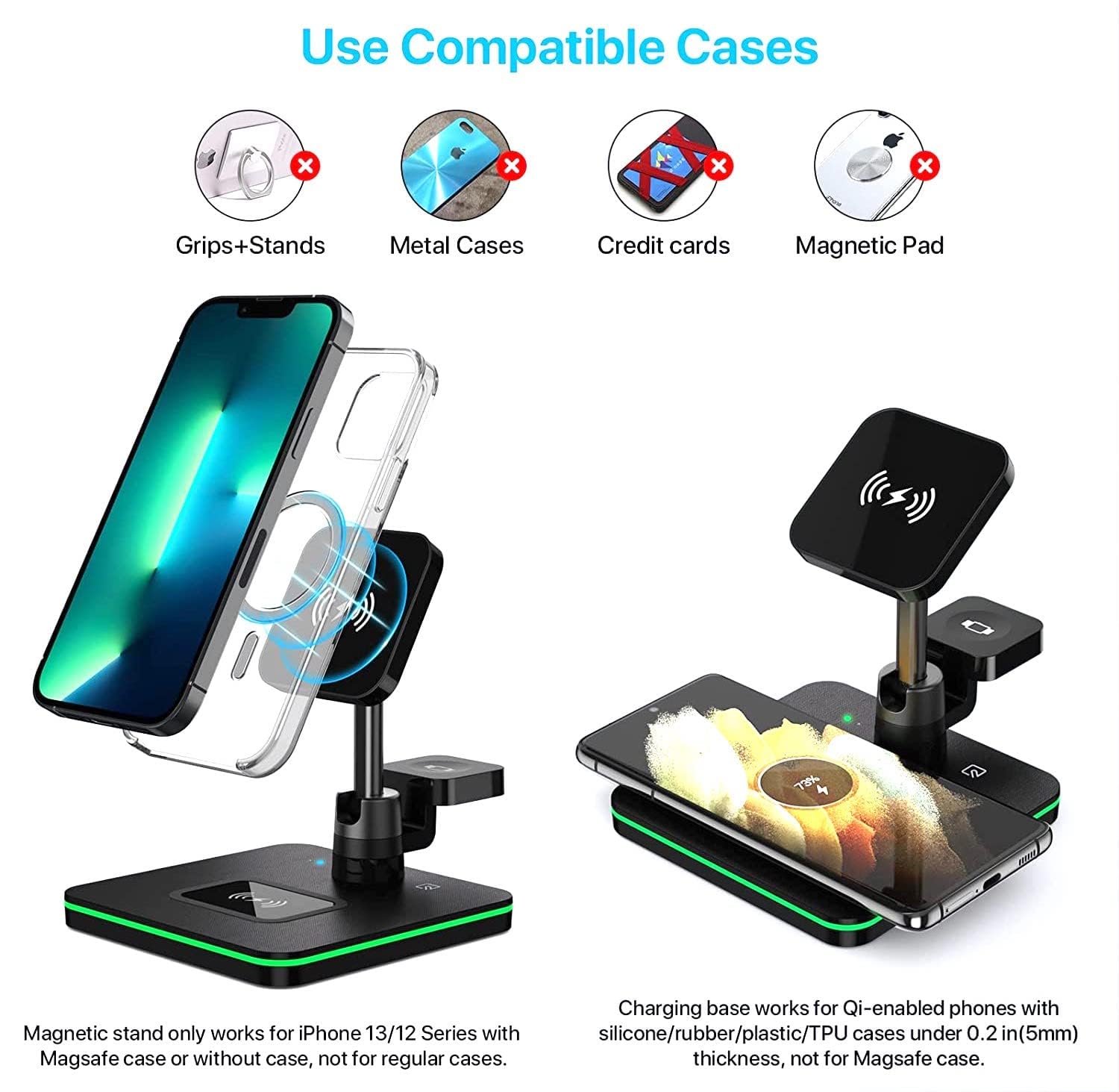 3-in-1 Magnetic Wireless Charger 15W Fast Charging Station for iPhone 16/15/14/13/12/11 Pro Max, Apple Watch Ultra/Series 8/7/6/5/4/3/2/SE & AirPods Pro 3/2 - MagSafe Compatible Charging Pad for Home, Office & Travel