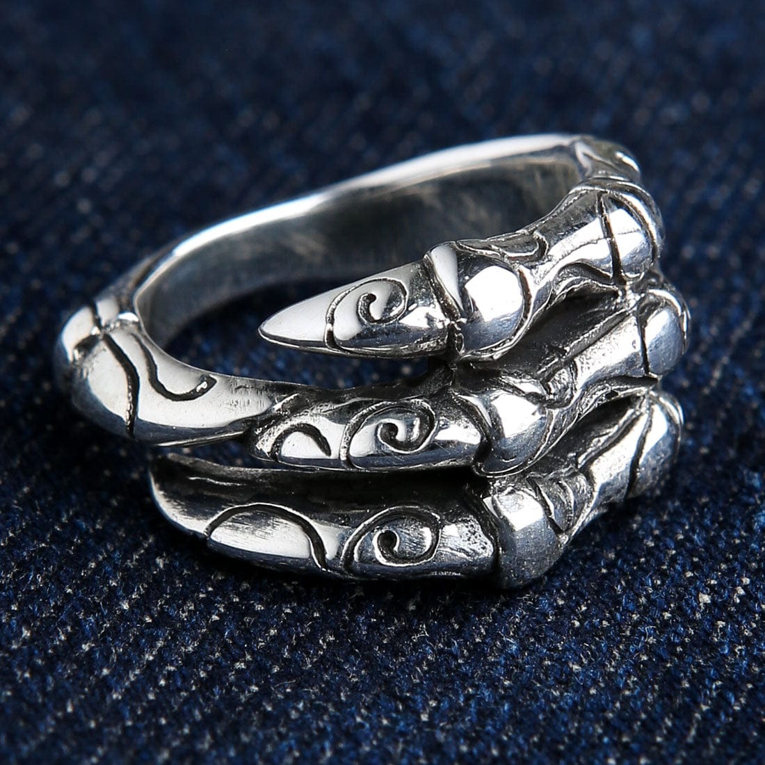 Tribal Gothic Claw Sterling Silver Ring for Women - Dark Aesthetic Jewelry for Goth Fashion, Punk Style & Everyday Wear