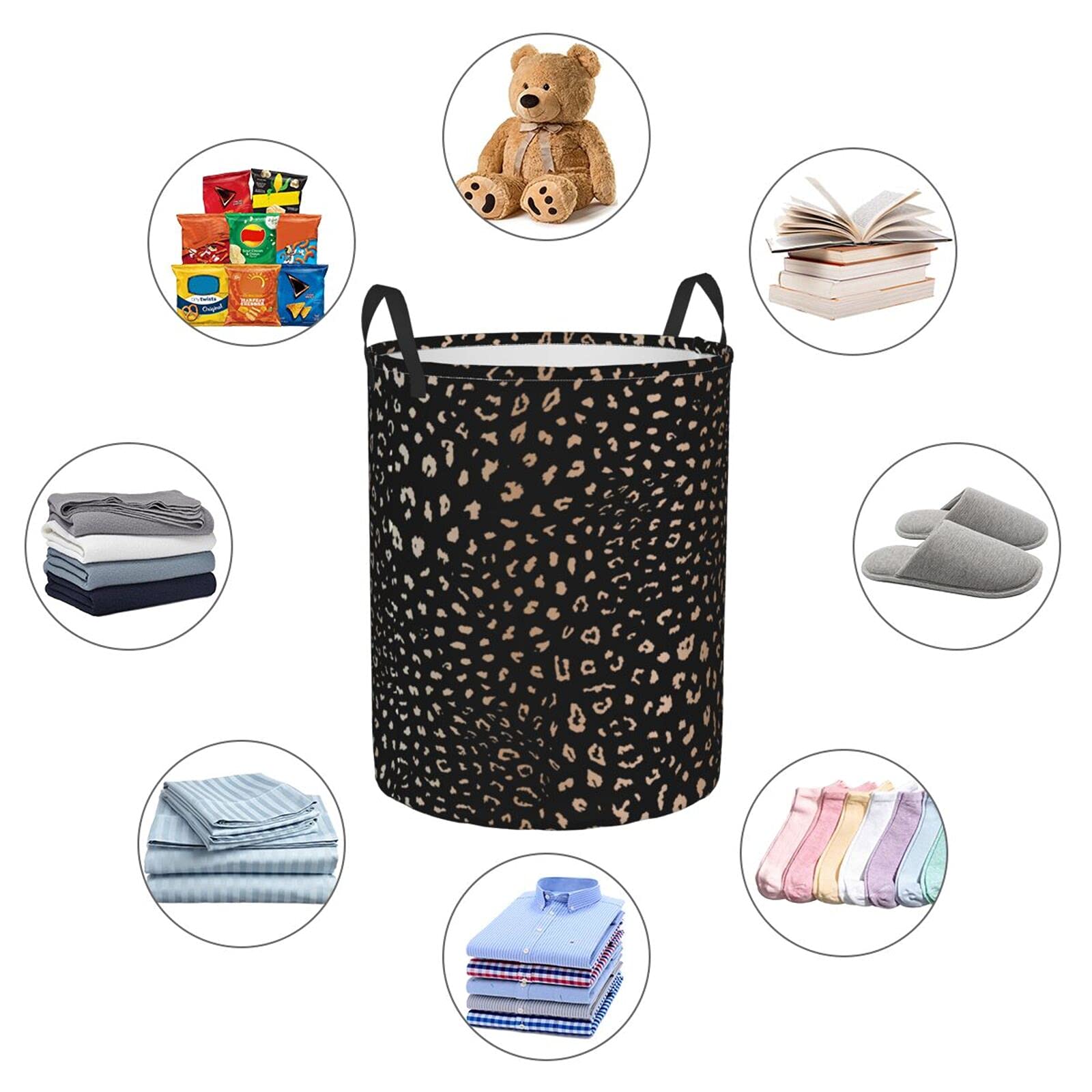 Foruidea Leopard Print Laundry Hamper - Collapsible Clothes Storage Bin with Oxford Fabric for Home, Office, Dorm | Perfect for Nursery, Bedroom, Bathroom Organization & Gift Giving